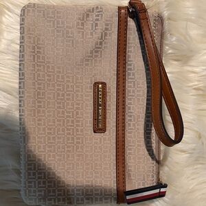 Tommy Hilfiger Tan Wristlet with Brown Strap